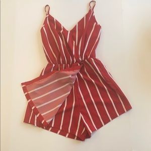 Striped Romper With Adjustable Straps
